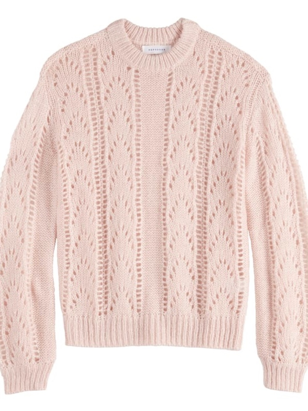 POPSUGAR Fluffy Pointelle Sweater Soft Pastel Blush Pink (M)